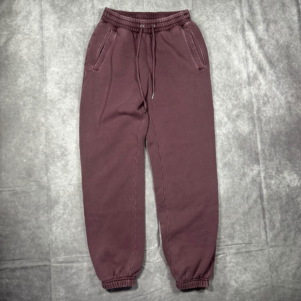 Abercrombie & Fitch Women XS Garment Dyed Fleece Joggers Burgundy Sweatpants